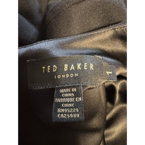 Ted Baker Dress 1 US 4 Small Black Long Sleeve Stretch A Line - Picture 11 of 13